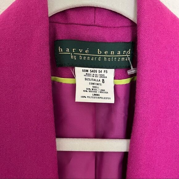 Vintage 80's Harve Barnerd Pink Wool Long Open Front Blazer Coat - Picture 4 of 12